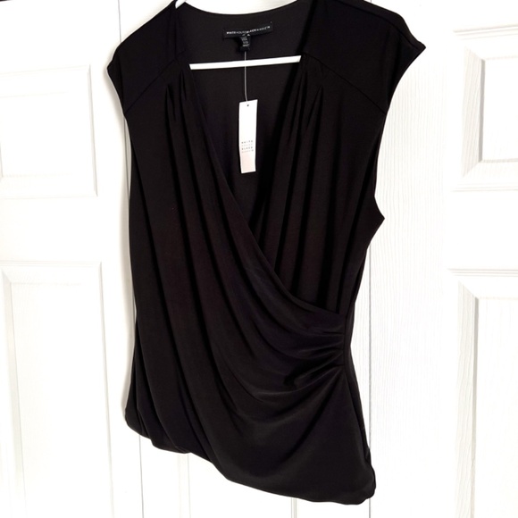 NWT WHBM Black Mock Wrap Blouse - Picture 9 of 10